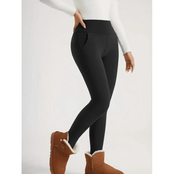 Women's High Waist Warm Fleece Lined Leggings - Image 2