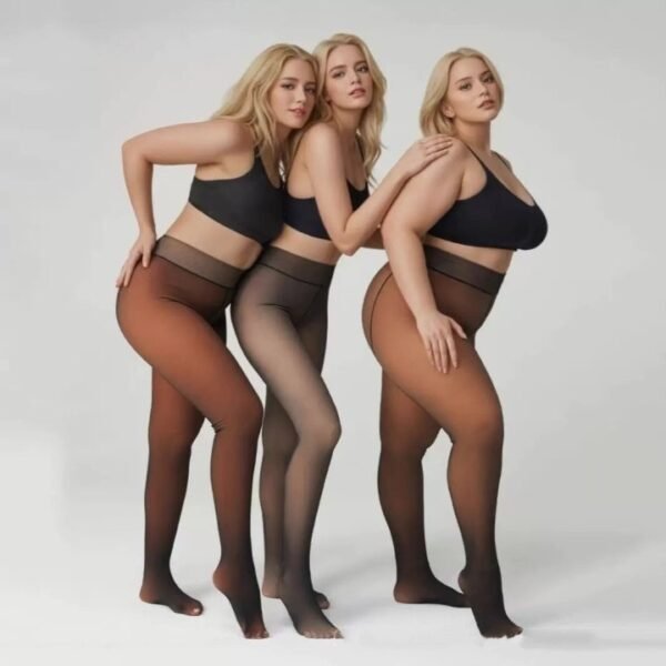 One-line True See-through Leggings Fleece-lined Warm Women's Outer Wear Pantyhose - Image 8