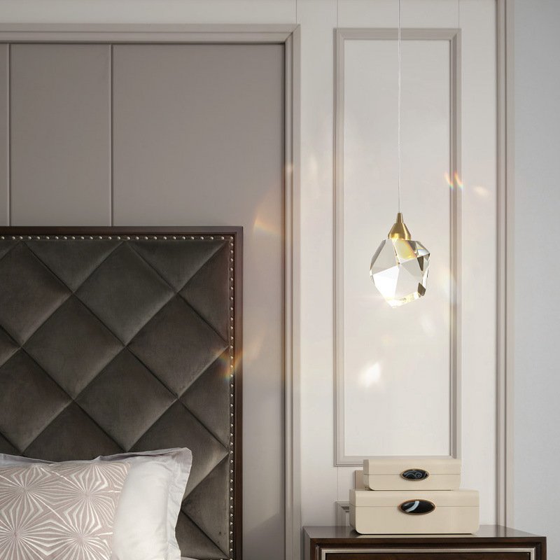 All Copper Light Luxury Crystal Chandelier Modern Minimalist Restaurant Three-Head Chandelier - Image 2