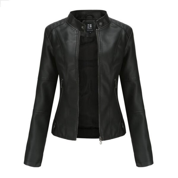 Women'S Leather Dress Slim Jacket Spring Autumn Coat - Image 7