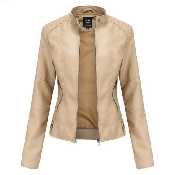 Women'S Leather Dress Slim Jacket Spring Autumn Coat - Image 4