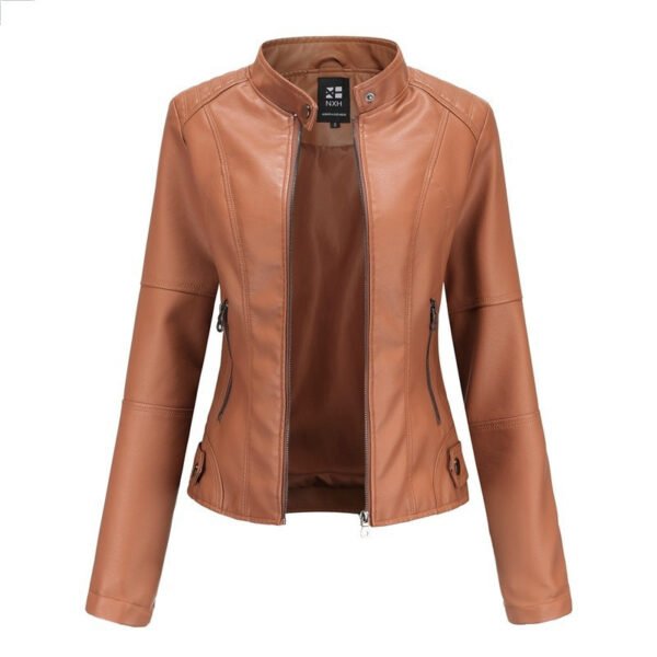Women'S Leather Dress Slim Jacket Spring Autumn Coat - Image 6