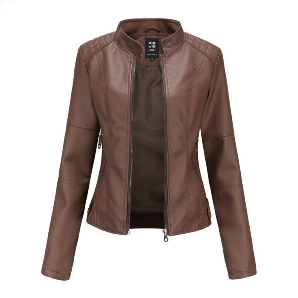 Women'S Leather Dress Slim Jacket Spring Autumn Coat - Image 2