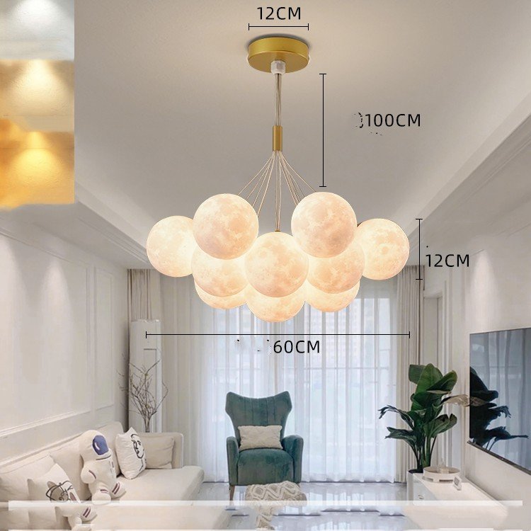 Bedroom Chandelier Nordic Lamps Creative Moon Bubble Lights - Image 4