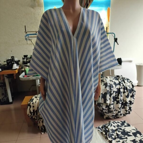 Casual V-neck Striped Long Dress For Women