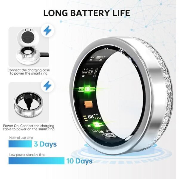 2025 New Smart Ring For Women Luxury Elegant Diamond Ring With Visible Tech Core Heart Rate Sleep Tracker Fitness Health Monitor IP68 Waterproof  Compatible - Image 8