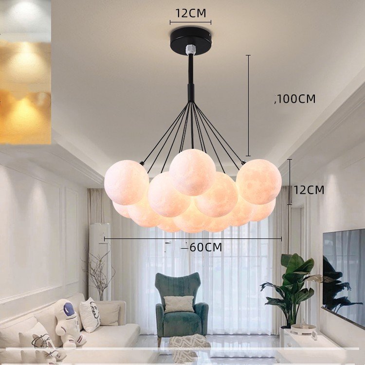 Bedroom Chandelier Nordic Lamps Creative Moon Bubble Lights - Image 2