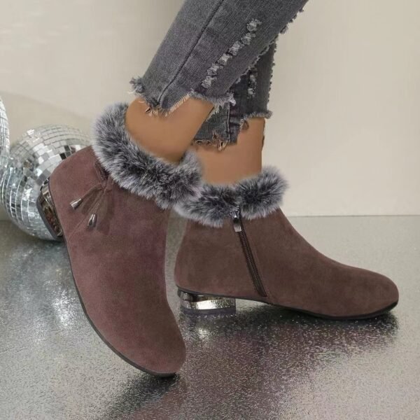 New Fleece Lined Round Toe Short Boots For Women - Image 3