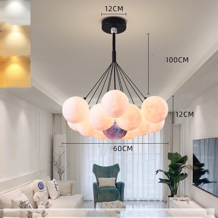 Bedroom Chandelier Nordic Lamps Creative Moon Bubble Lights - Image 9