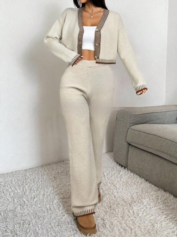 Women's V-neck Top Blouse And Pants - Image 5