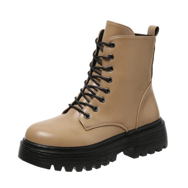 British Style Boots With Chunky Heels Women's Platform Lace-up - Image 3