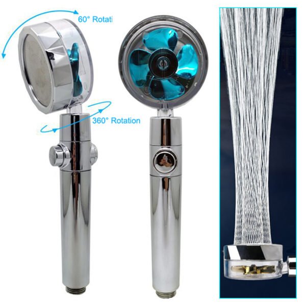 Propeller Driven Shower Head With Stop Button And Cotton Filter Turbocharged High Pressure Handheld Shower Nozzle - Image 5