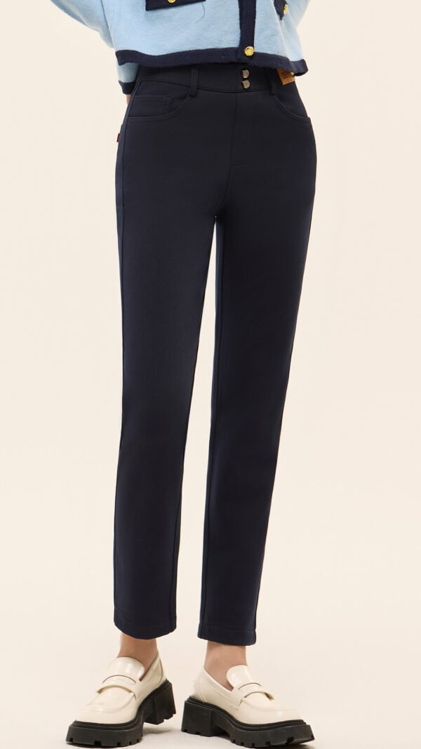 Denim Woollen Trousers Warm Thickened Inner Urban Style Cigarette Pants - Image 5
