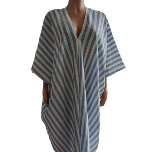 Casual V-neck Striped Long Dress For Women - Image 6