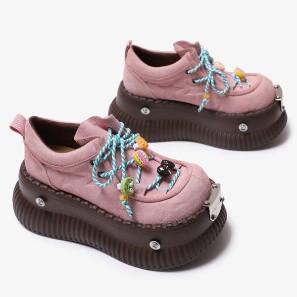 Dopamine Summer Platform Leather Shoes Lace-up Shoes - Image 4