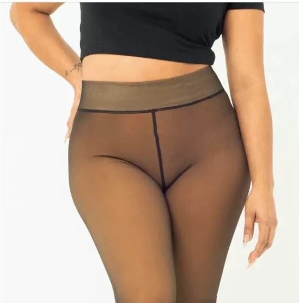 One-line True See-through Leggings Fleece-lined Warm Women's Outer Wear Pantyhose - Image 4