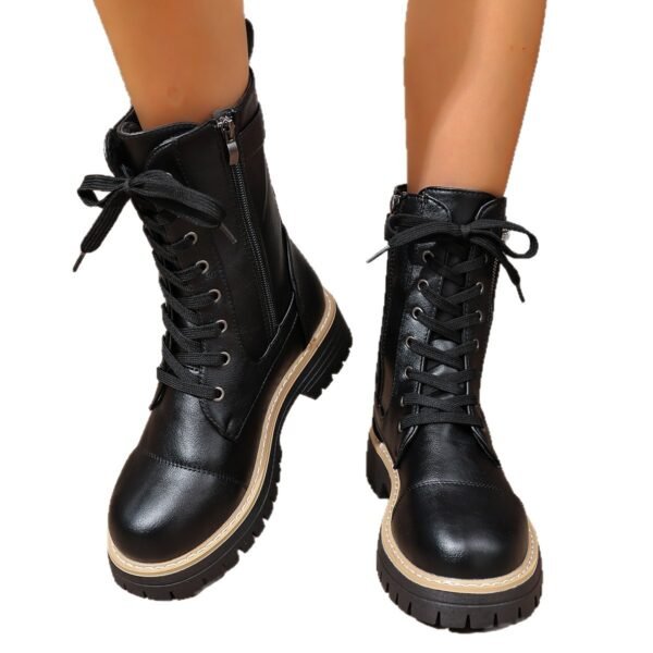 New Women's Solid Color Low Heel Middle Boots - Image 2