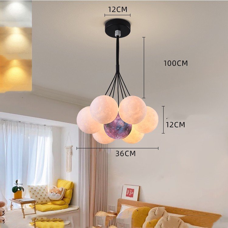 Bedroom Chandelier Nordic Lamps Creative Moon Bubble Lights - Image 7