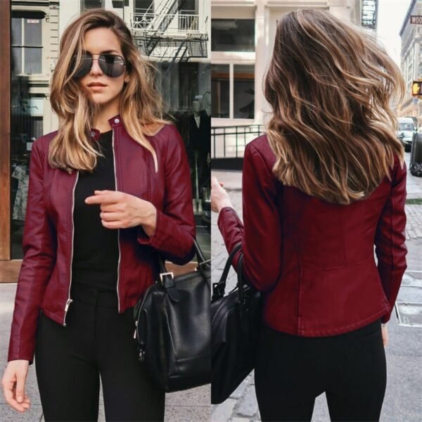New Wish New Product Autumn And Winter Women's Fashion Leather PU Suit Jacket - Image 7