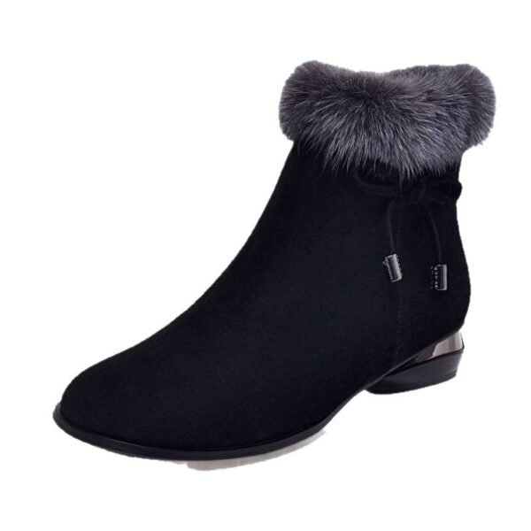 New Fleece Lined Round Toe Short Boots For Women - Image 4