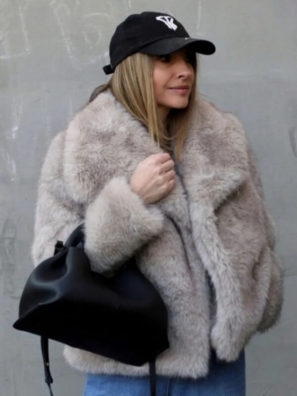 Winter Plush Coat Fashion Warm Thicken Fluffy Lapel Jacket Outwear Casual Long Sleeve Tops Womens Clothing - Image 8