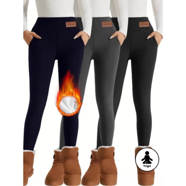 Women's High Waist Warm Fleece Lined Leggings - Image 6