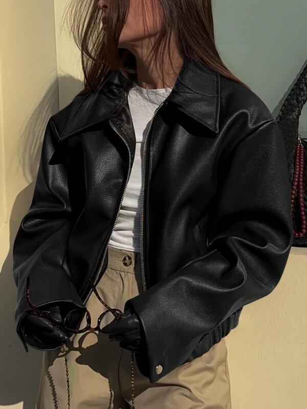 Retro Biker's Style Wine Red European And American Handsome Matte Leather Jacket Coat - Image 10