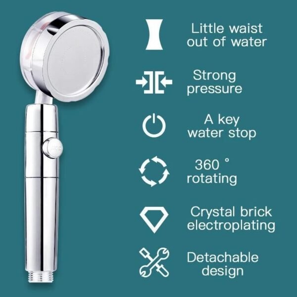 Propeller Driven Shower Head With Stop Button And Cotton Filter Turbocharged High Pressure Handheld Shower Nozzle - Image 7