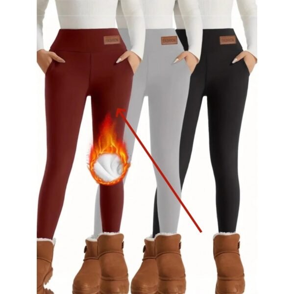 Women's High Waist Warm Fleece Lined Leggings - Image 8