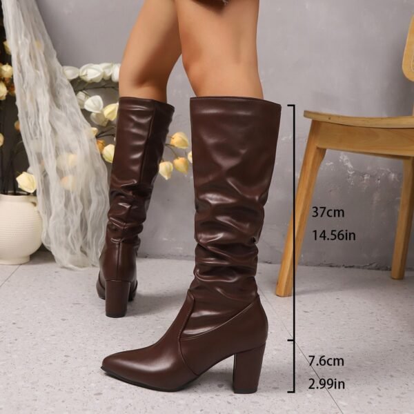 Pointed Pleated Sleeve High Heel Fashion Boots - Image 7