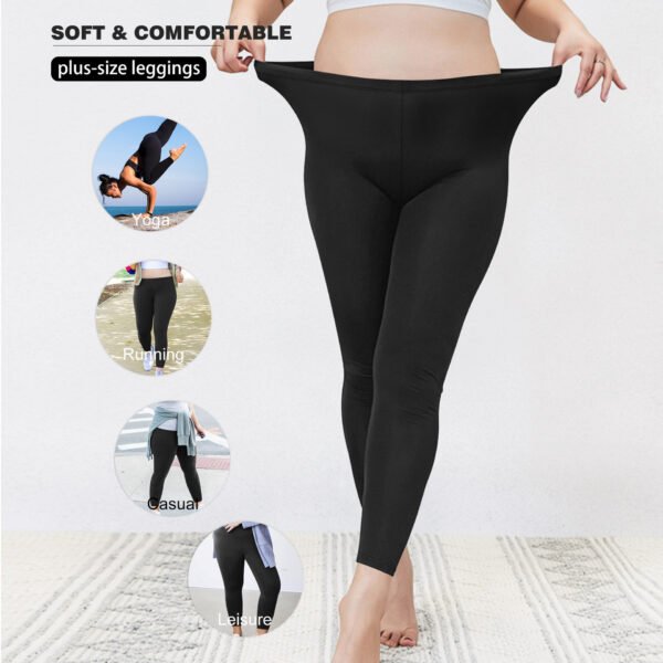 Nine Points High Elastic Solid Color Spring And Autumn Leggings Plus Size - Image 3