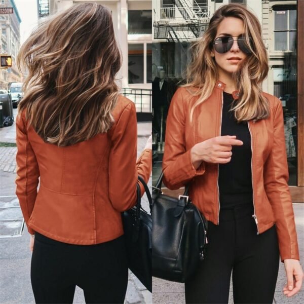 New Wish New Product Autumn And Winter Women's Fashion Leather PU Suit Jacket - Image 4