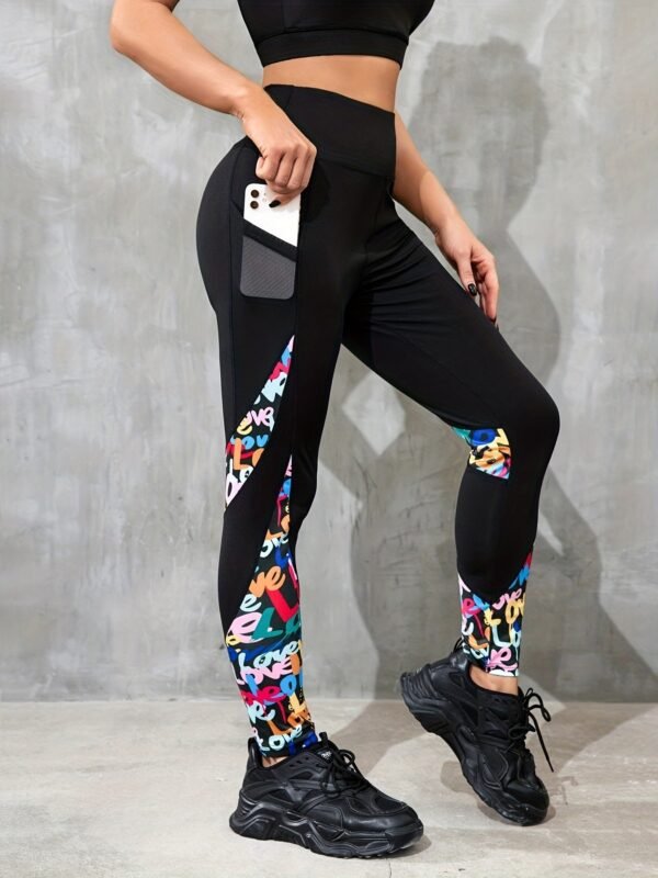 Color Contrast Patchwork Fashion Hip Raise High Waist Tight Sports Yoga Pants Leggings - Image 7