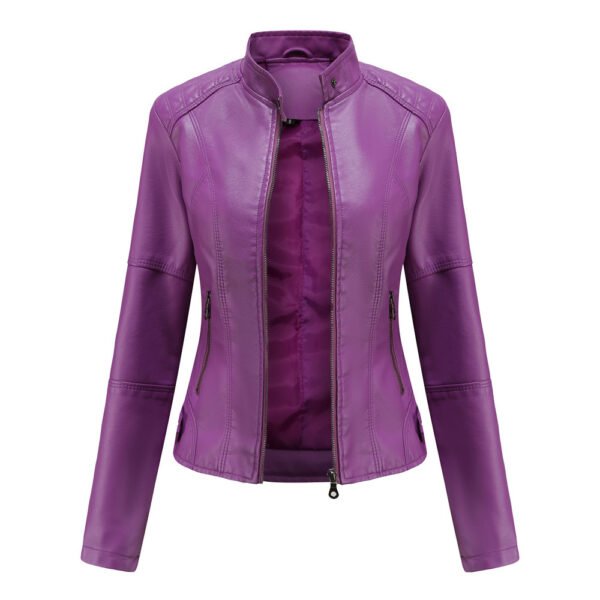 Women'S Leather Dress Slim Jacket Spring Autumn Coat - Image 5