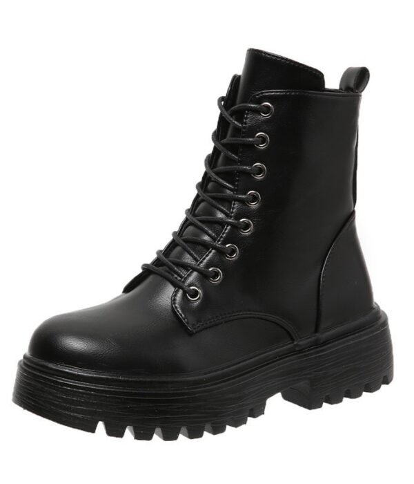British Style Boots With Chunky Heels Women's Platform Lace-up - Image 6