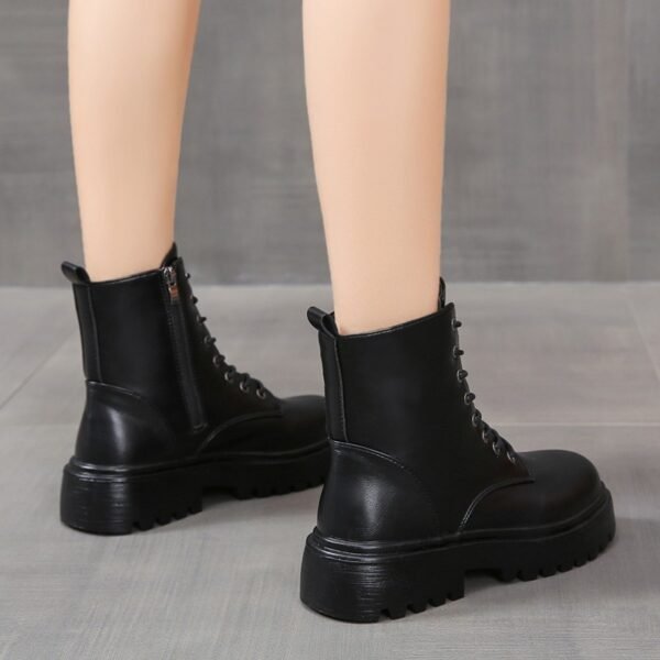 British Style Boots With Chunky Heels Women's Platform Lace-up - Image 4