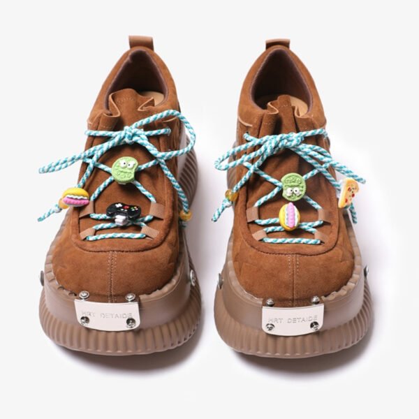 Dopamine Summer Platform Leather Shoes Lace-up Shoes - Image 3
