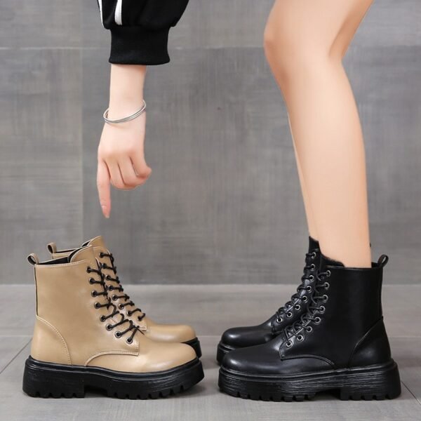 British Style Boots With Chunky Heels Women's Platform Lace-up - Image 5