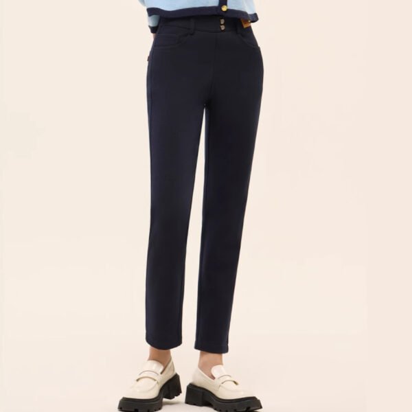 Denim Woollen Trousers Warm Thickened Inner Urban Style Cigarette Pants - Image 3