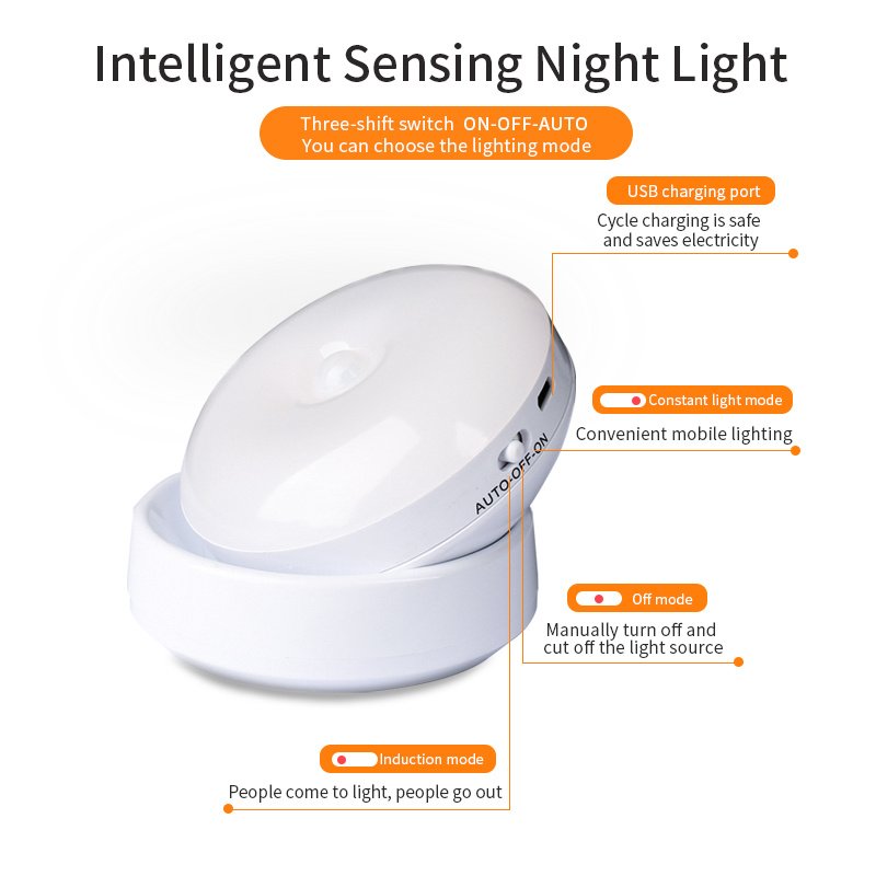 Rotating Human Body Sensor Light Corridor Garage Light Wardrobe Light Motion Sensor Night Light - Image 2