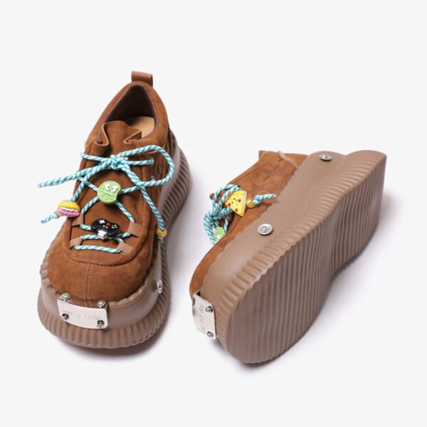 Dopamine Summer Platform Leather Shoes Lace-up Shoes - Image 5