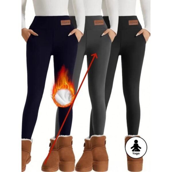 Women's High Waist Warm Fleece Lined Leggings - Image 7