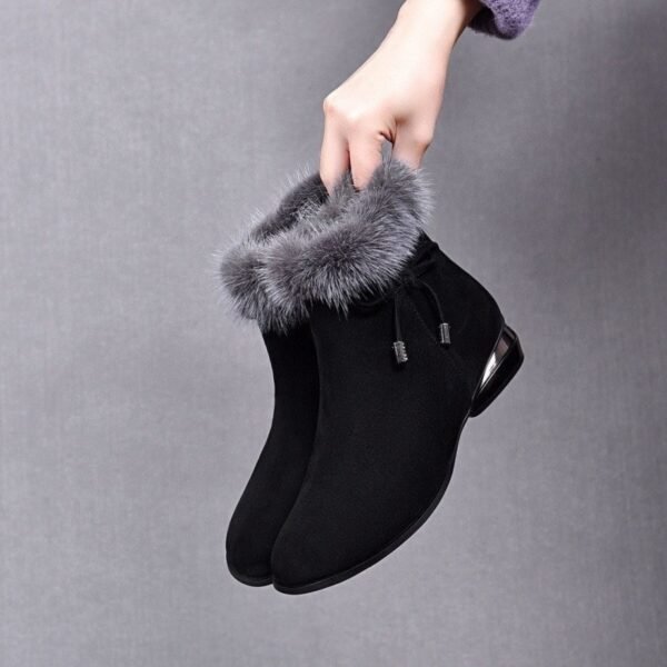 New Fleece Lined Round Toe Short Boots For Women - Image 7