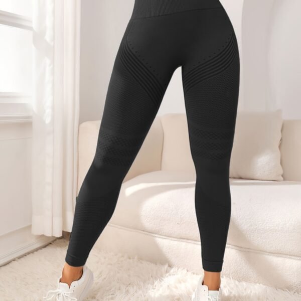 Women's Solid Color Casual High Waist Stretch Fitness Yoga Striped Trousers - Image 4