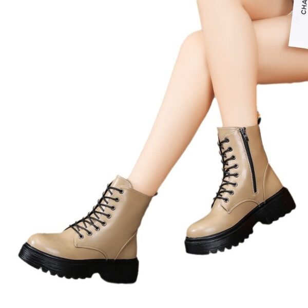 British Style Boots With Chunky Heels Women's Platform Lace-up - Image 7