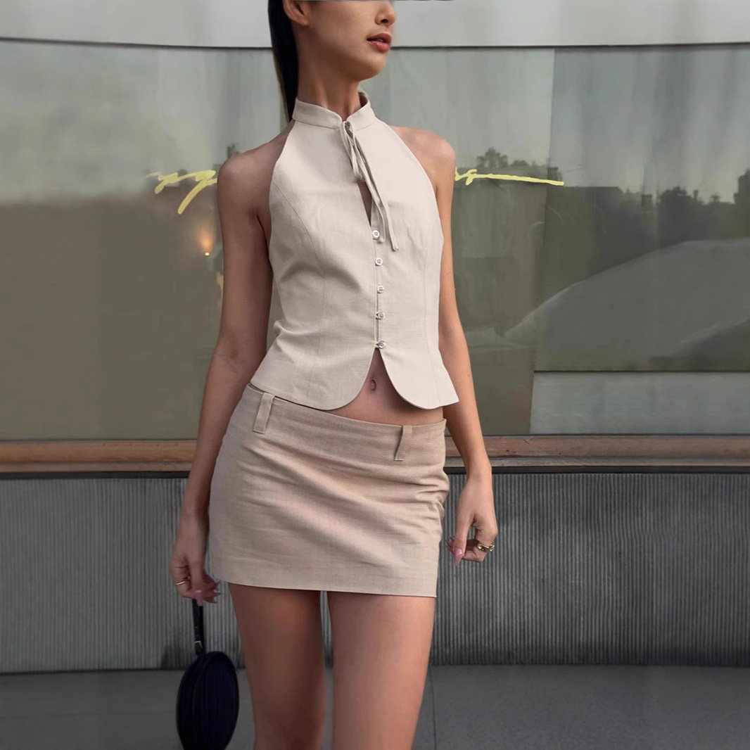 Women's Retro Slim-fit Backless Cropped Top - Image 6