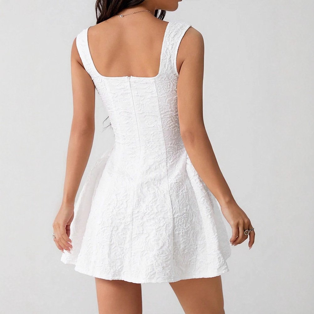 Women's Off-shoulder Square-neck Dress With Straps - Image 2