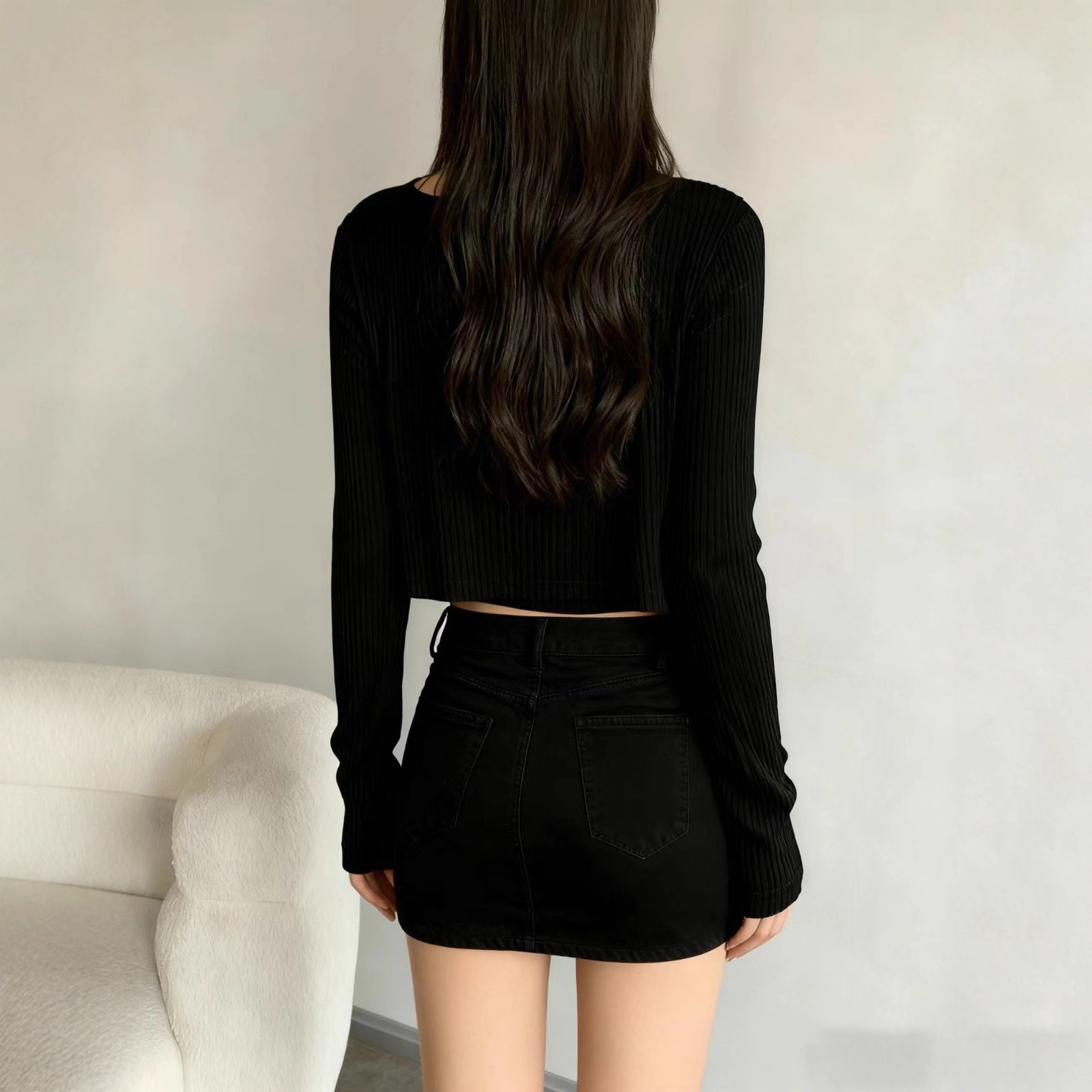 Figure-flattering Long-sleeve Thin Cardigan And Camisole Two-piece Set - Image 5