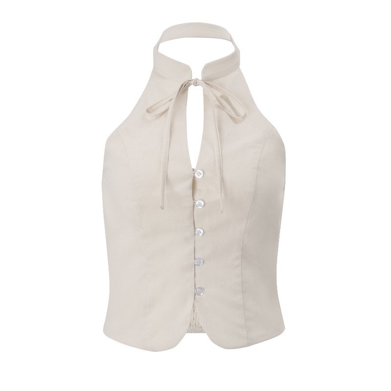 Women's Retro Slim-fit Backless Cropped Top - Image 2