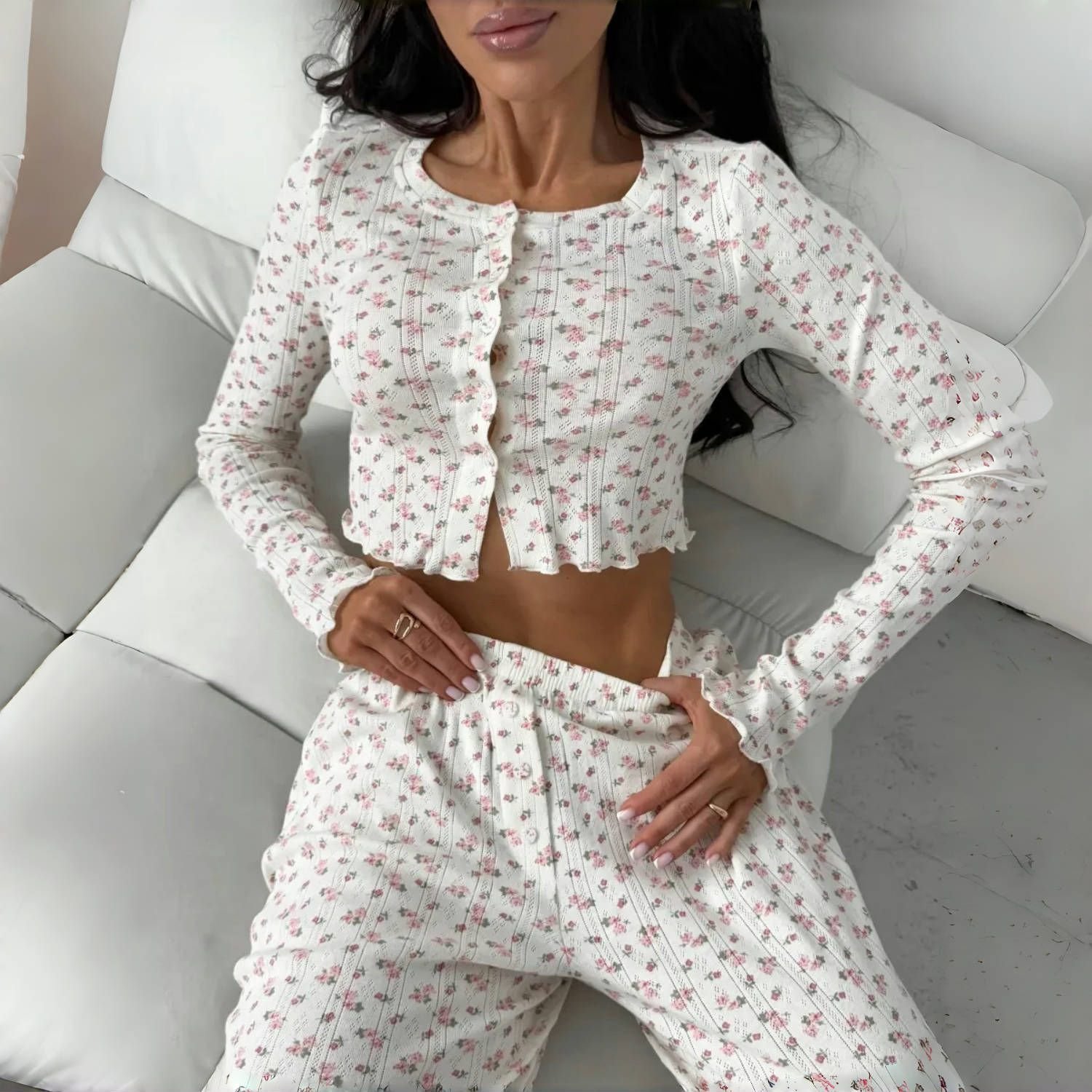 Women's Casual Printed Long-sleeve Top And Pants Set - Image 4